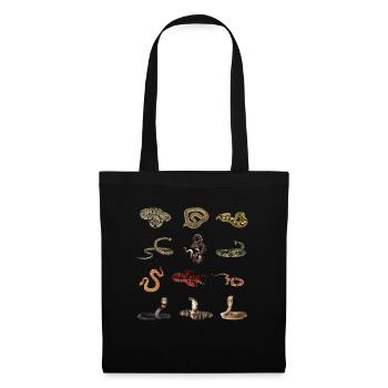 Différentes espèces de serpents - Sac en tissu - noir - Devant