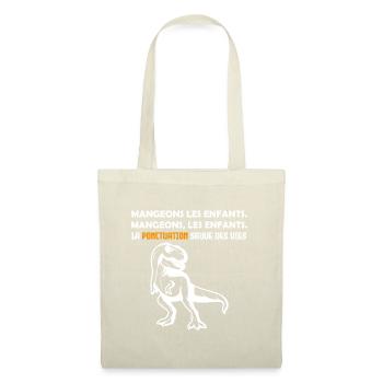 dinosaure. Mangeons, les enfants. - Sac en tissu - nature - Devant