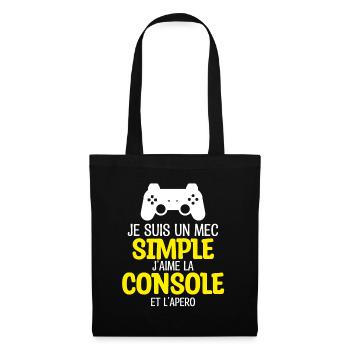 console et apéro | mec simple ! - Sac en tissu - noir - Devant