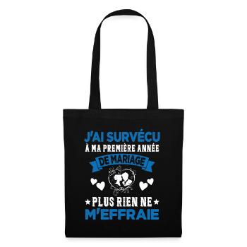 Ma Première Année De Mariage Humour Cadeau - Sac en tissu - noir - Devant