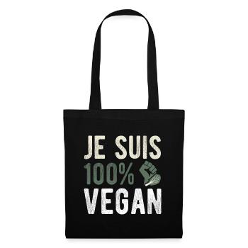 Je suis 100% vegan - Sac en tissu - noir - Devant