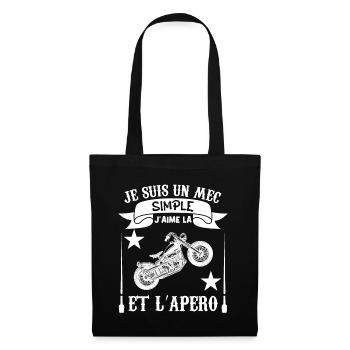 Je suis Un mec Simple j aime la moto et l apéro - Sac en tissu - noir - Devant