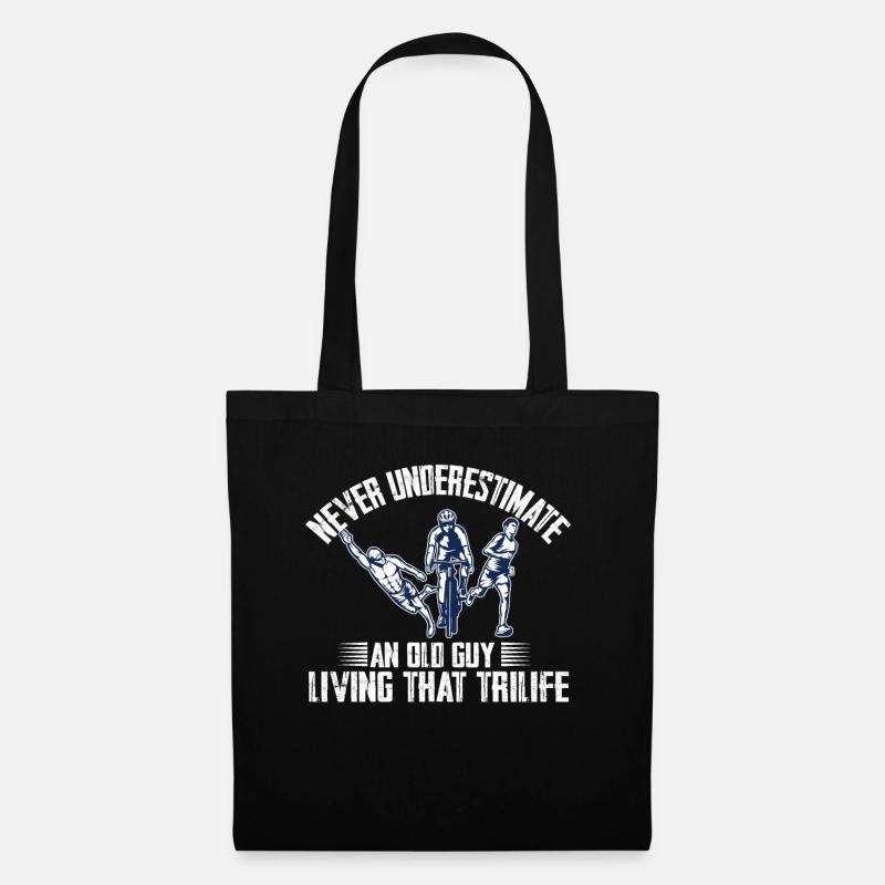 Never underestimate an old man triathlon - Tote Bag - black