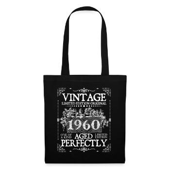 1960| Vintage Perfectly seit 1960 Geburtstag - Stoffbeutel - Schwarz - Vorne