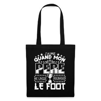 Le Foot | Mon Père et Le football j'adore le foot - Sac en tissu - noir - Devant