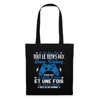 Je ne joue pas tout le temps aux jeux vidéos - Sac en tissu - noir - Devant