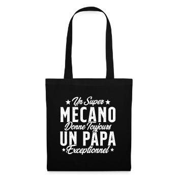 Mécano Papa Cadeau Drôle Fête Des Pères Garagiste - Sac en tissu - noir - Devant