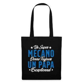 Mécano Papa Cadeau Drôle Fête Des Pères Garagiste - Sac en tissu - noir - Devant