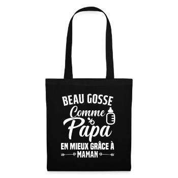 Beau Gosse Comme Papa Cadeau Maman Body Enceinte - Sac en tissu - noir - Devant
