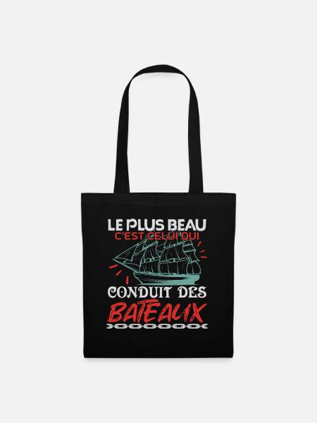 conduit bateau pilote de bateau j'aime les bateaux - Sac en tissu - noir