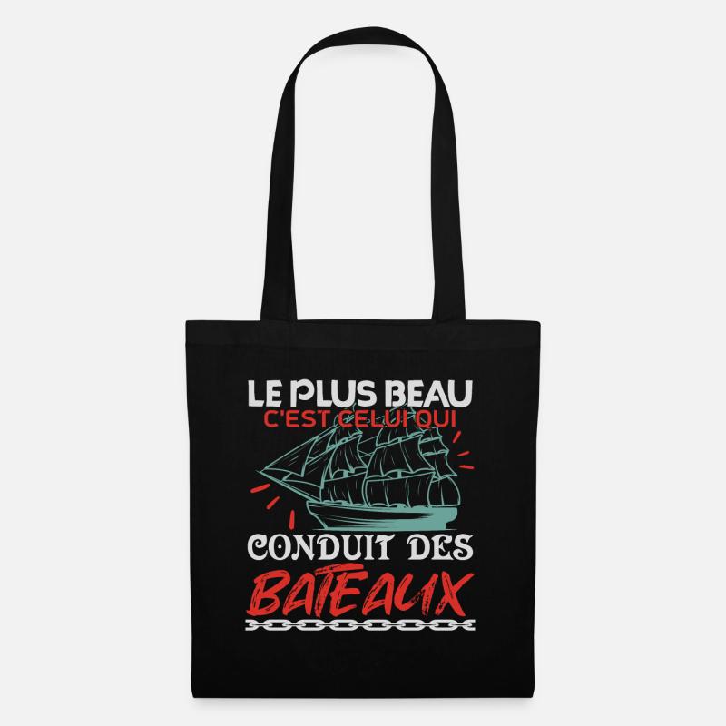 conduit bateau pilote de bateau j'aime les bateaux - Sac en tissu - noir
