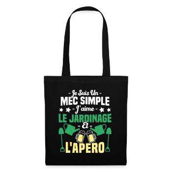 Mec simple j'aime le jardinage et l'apéro humour - Sac en tissu - noir - Devant