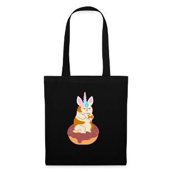 Beignet licorne chat - Sac en tissu - noir - Devant
