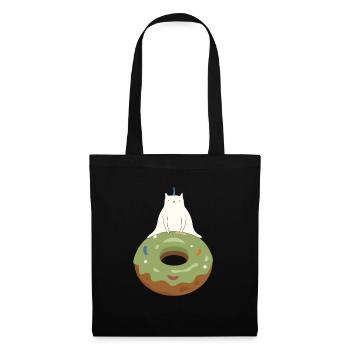 Beignet licorne chat - Sac en tissu - noir - Devant