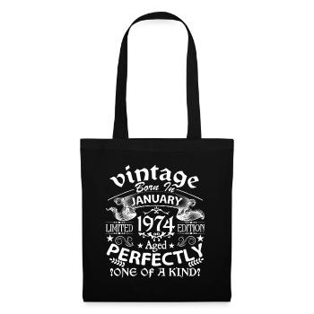 Janvier 1974 | anniversaire 1974 Vintage Janvier - Sac en tissu - noir - Devant