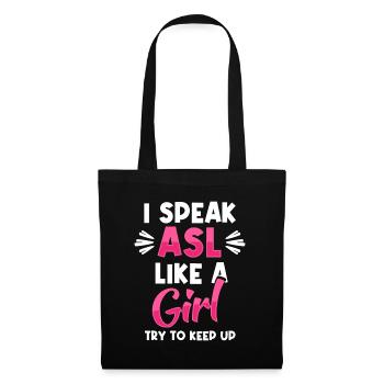 Fierté sourde ASL Fille Drôle Sourd - Sac en tissu - noir - Devant