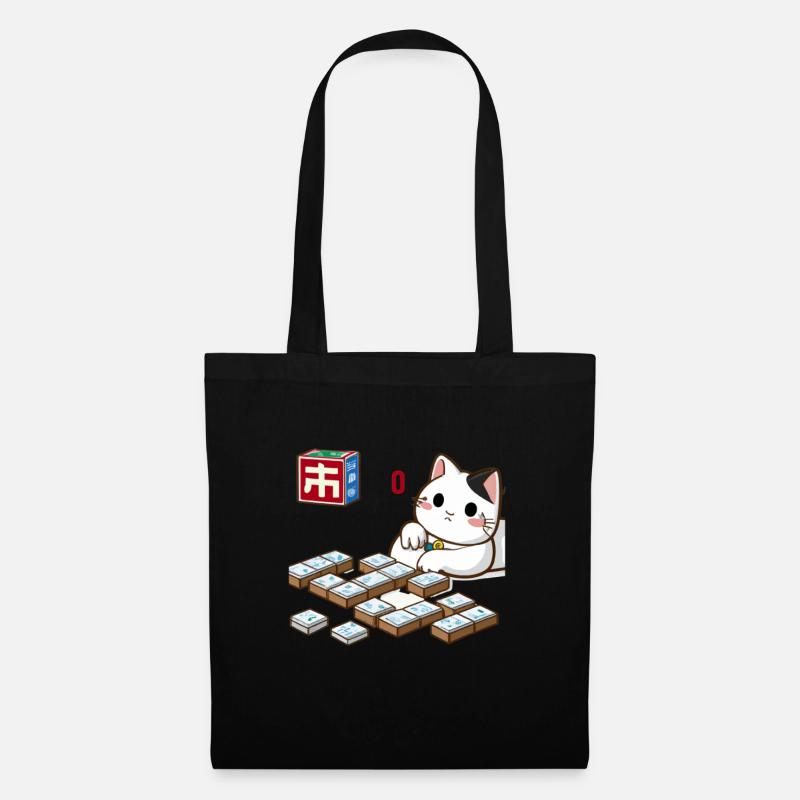 Cats Playing Mahjong - Stoffbeutel - Schwarz