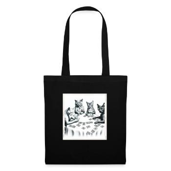 Cats Playing Cards - Tote Bag - black - Front