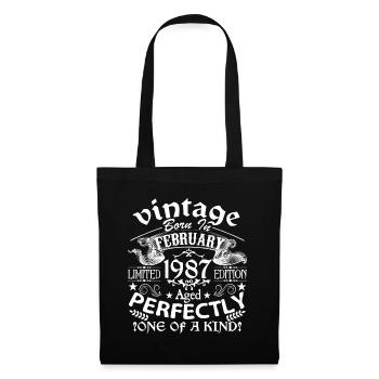 February 1987| birthday 1987 Vintage February - Tote Bag - black - Front