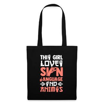 Deaf Pride ASL Girl Anime - Tote Bag - black - Front
