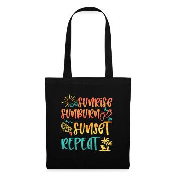 Sunrise Sunburn Sunset Repeat, Summer Beach Vacay - Stoffbeutel - Schwarz - Vorne