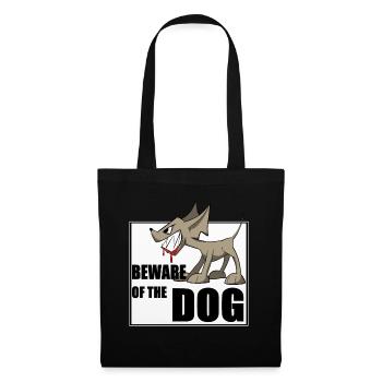 Drôle de chemise / autocollant de chien. Méfiez-vous du chien - Sac en tissu - noir - Devant