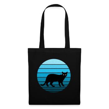 Mignon chat noir au look vintage / rétro - Sac en tissu - noir - Devant