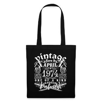 1974 Avril 1974 anniversaire Avril 1974 Avril - Sac en tissu - noir - Devant