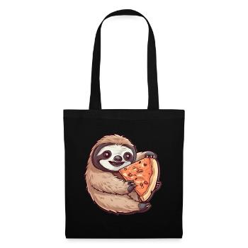 Paresseux avec pizza Amateur de pizza - Sac en tissu - noir - Devant