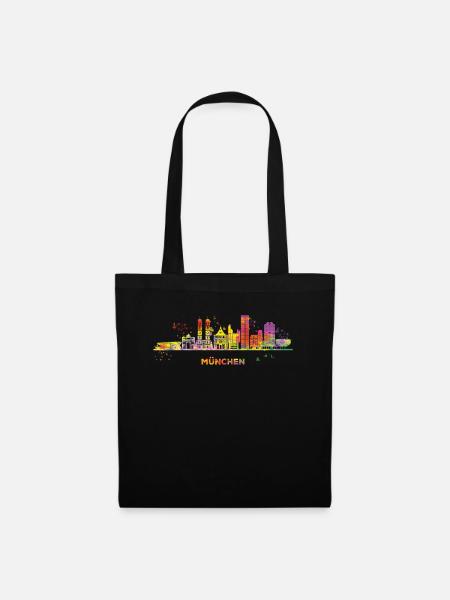 Paysage urbain coloré de Munich Skyline Munich - Sac en tissu - noir
