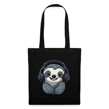 Sloth Headphones Music Lover DJ - Sac en tissu - noir - Devant