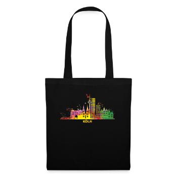 Kölner Skyline Bunt Stadtbild Köln - Stoffbeutel - Schwarz - Vorne