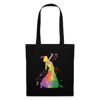 Femme flamenco avec robe flamenco - Sac en tissu - noir - Devant