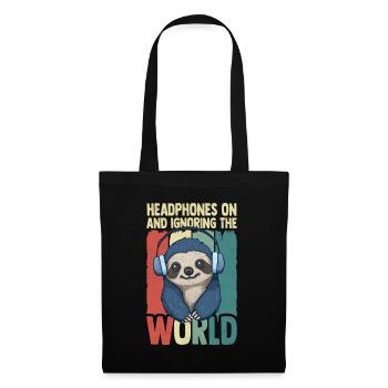 Casque Musique Paresseux DJ Amateurs de musique - Sac en tissu - noir - Devant