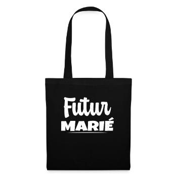 Homme Futur Marié Cadeau Humour EVG - Sac en tissu - noir - Devant