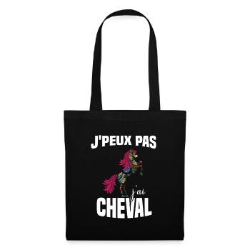 Je Peux Pas J'ai Cheval Cadeau Fleuri - Sac en tissu - noir - Devant