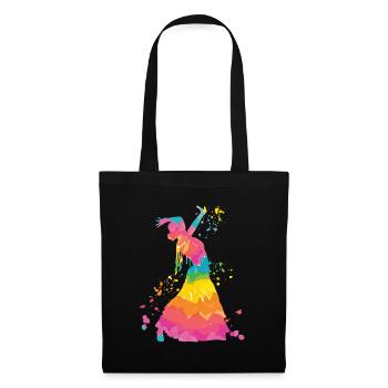 Femme flamenco avec robe flamenco - Sac en tissu - noir - Devant