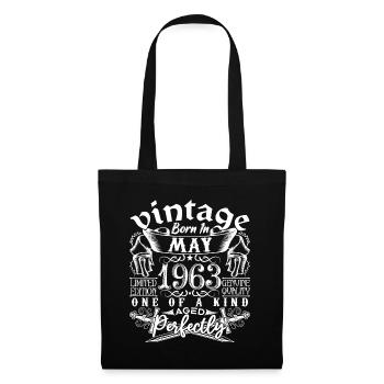 1963 Mai 1963 anniversaire May 1963 Mai - Sac en tissu - noir - Devant