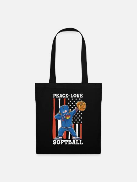 Mädchen Frieden Liebe Softball - Stoffbeutel - Schwarz