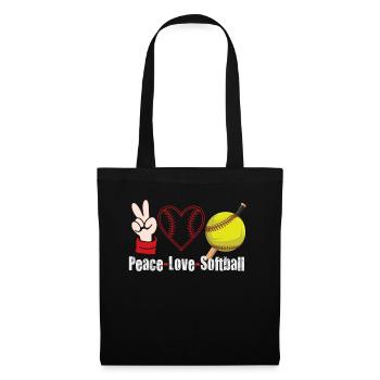 Mädchen Frieden Liebe Softball - Stoffbeutel - Schwarz - Vorne
