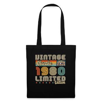 Jahrgang geboren 1980 Geburtstagsgeschenk - Stoffbeutel - Schwarz - Vorne