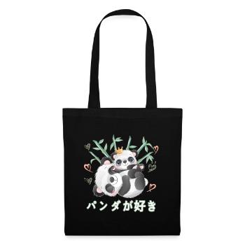 Ich Liebe Pandas Liebe Mama Panda Bär - Stoffbeutel - Schwarz - Vorne