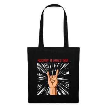 Rockin it since 1981 Heavy Metal Birthday Greeting - Tote Bag - black - Front