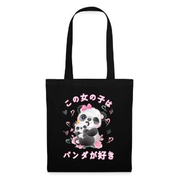 Panda Liebe Mama Panda Bär - Stoffbeutel - Schwarz - Vorne