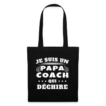 Papa Coach Qui Déchire Humour Cadeau Sportif - Sac en tissu - noir - Devant