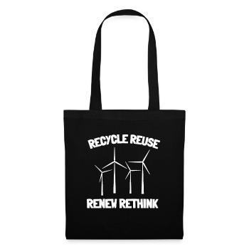Recycle Réutiliser Renew Rethink Wind Turbine - Wind - Sac en tissu - noir - Devant