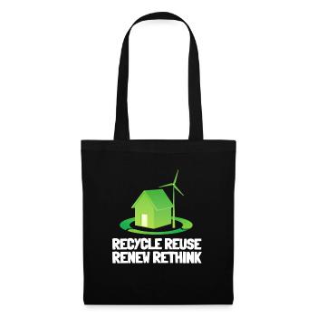 Recycle Reuse Renew Rethink Wind Turbine - Wind - Stoffbeutel - Schwarz - Vorne