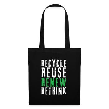 Recycle Réutiliser Renew Rethink Wind Turbine - Wind - Sac en tissu - noir - Devant