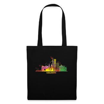 Kölner Skyline Bunt Stadtbild Köln - Stoffbeutel - Schwarz - Vorne