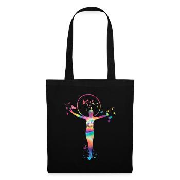 Gymnaste avec gymnastique rythmique au cerceau - Sac en tissu - noir - Devant